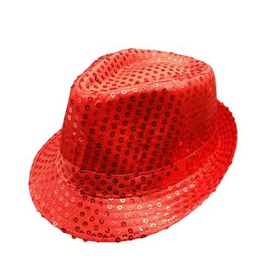Shining Short Brim Hemming Jazz Hat Adult Kids Sequins Decorated Stage Show Hat Party Supplies