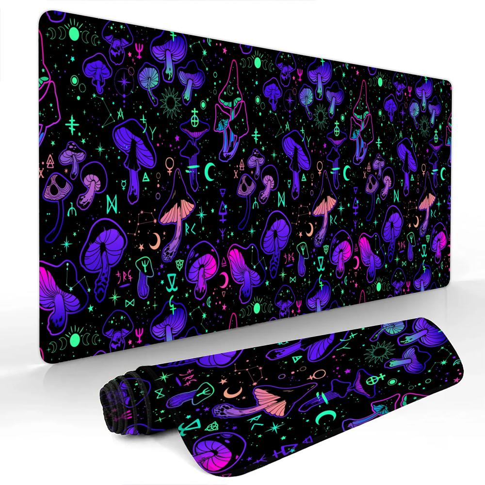 Neon Mushroom Starry Sky Mouse Pad Desk Mat Large Computer Office Carpet xxl mousepad Gamer gaming pc accessories Keyboard Rug