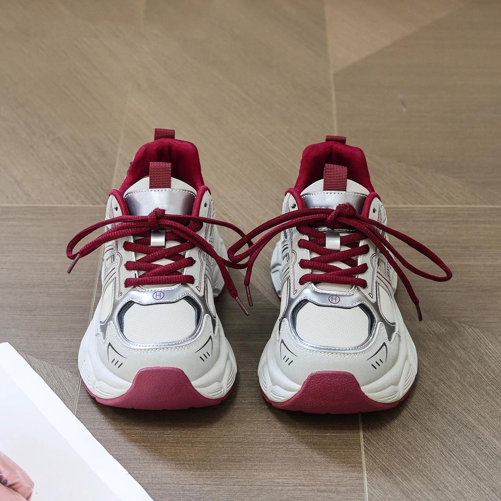 Design Sense Thick Sole Heightening Versatile Dad Shoes Ins Women's 2025 Spring New Retro Mesh Shoes Women's Sports Shoes