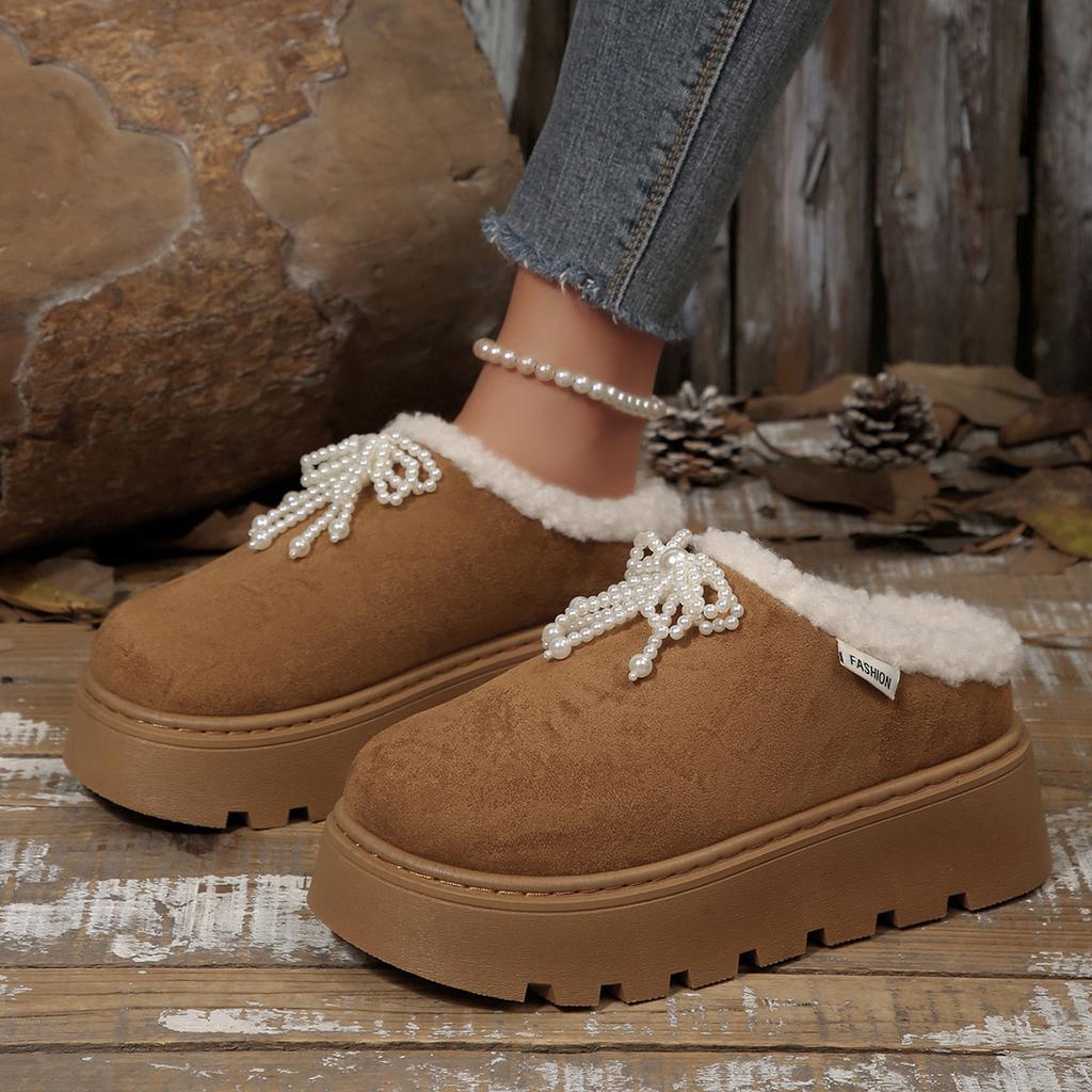 Shorty platform Birkenstock cotton shoes autumn and winter new warm non-slip retro lace-up velvet casual