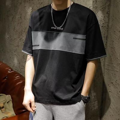 Große Größe Sommer Herren Kurzarm Neues Retro Gestreiftes Patchwork Halbarm T-Shirt Oberbekleidung Sport Kurzarm M-8XL