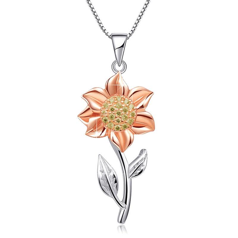 

Подсолнух позолоченный розовое золото женское ожерелье Clarbone 925 Silver