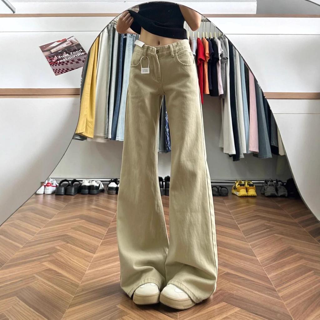 Damen Khaki Retro Micro-Flare Low-Waist Jeans - Herbst 2025