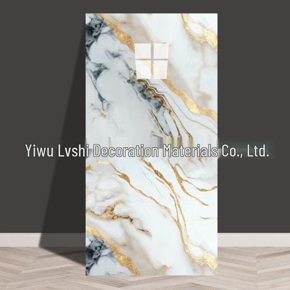 Waterproof Marble Imitation Tile Wall Sticker for Kitchen Renovation - Oil & Moisture Resistant, Self-Adhesive Decor.