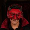 Realistisches Dämonen-Kostümzubehör Halloween Schaumstoffmaske, Roter Teufel Gruselige Halbgesichtsmaske mit detaillierter Nase für Cosplay, Kostüm, Maskenball