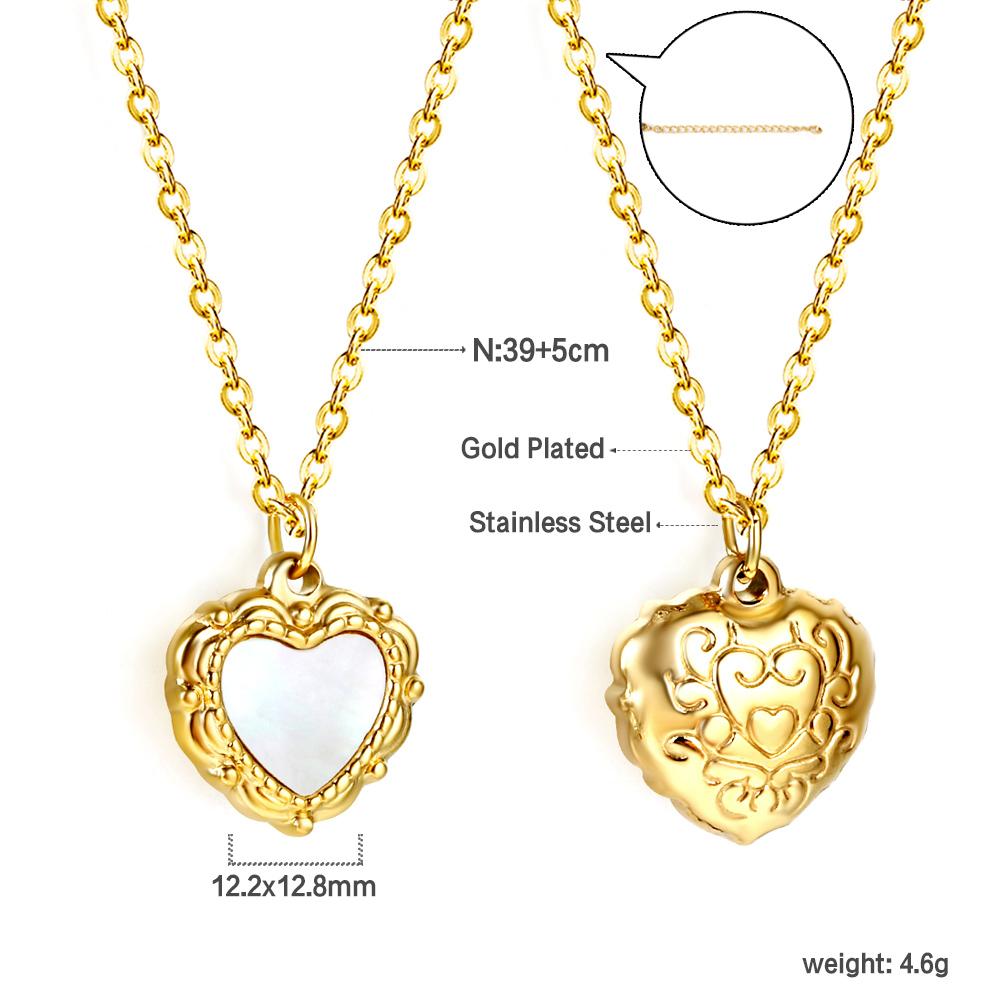 Dainty Shell Jewelry Gold Plated Necklace Women Custom Engraving Pendant Necklace Fashion 316L Stainless Steel Heart Necklaces