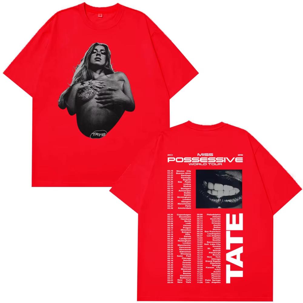 

Tate McRae Miss Possessive Tour Vintage T-Shirt Men s Women Harajuku Short Sleeve T Shirts Cotton Casual T-shirts Fans Gift 3XL