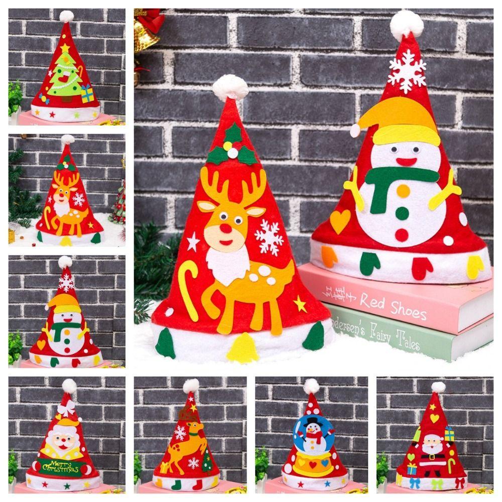 

Santa Claus DIY Christmas Hat Toy Kriss Kringle Kids Xmas Arts Hats Kindergarten