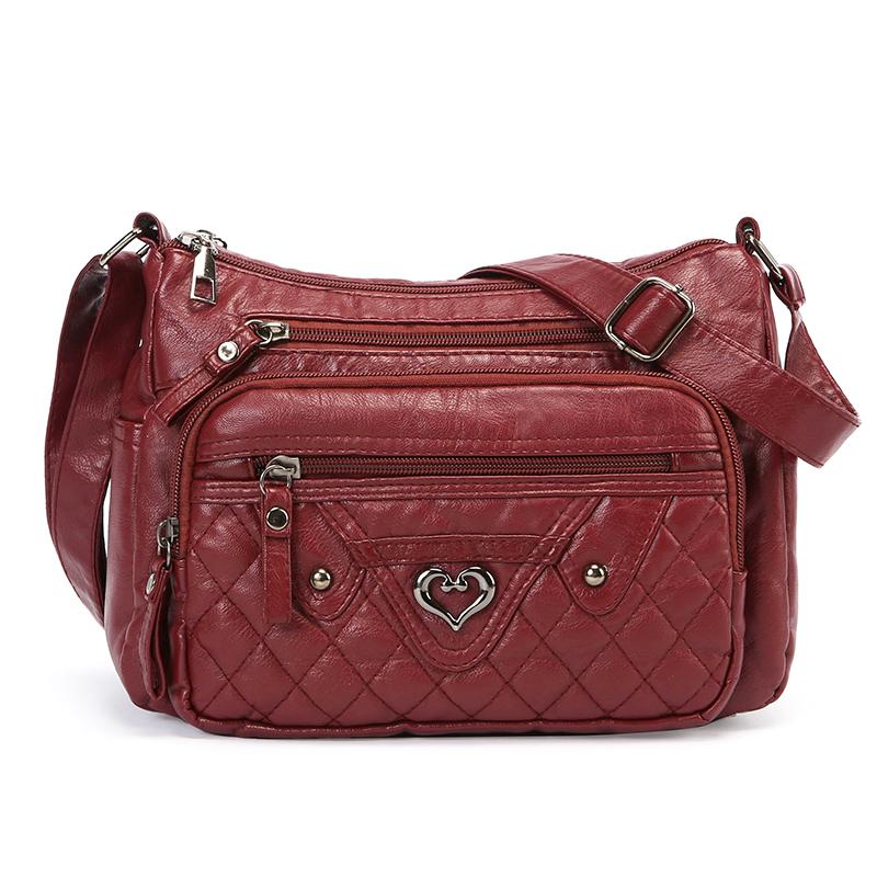 Women's Crossbody Bag Soft Leather Shoulder Bag Middle-Aged Mother Bag