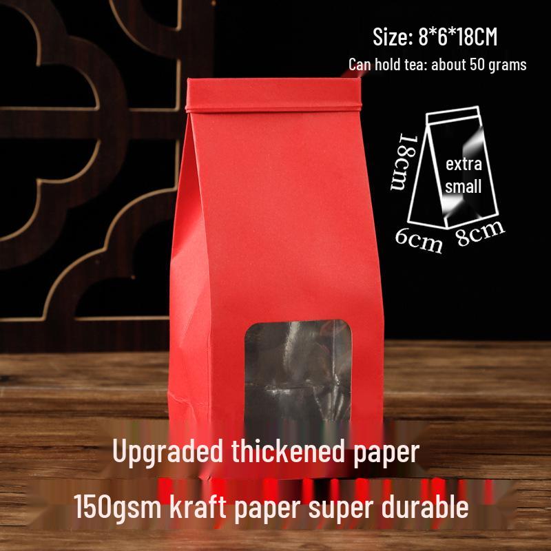 Custom Kraft Paper Tea Bag with Transparent Window and Self-Sealing Aluminum Foil Wire Seal