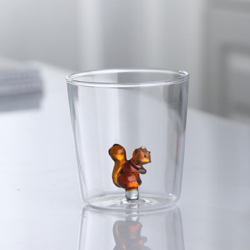 3D Animal Flower Built-in Glass High Borosilicate Glass Heat-resistant Transparent Glass Drinking Cup Milk Coffee Juice Glass