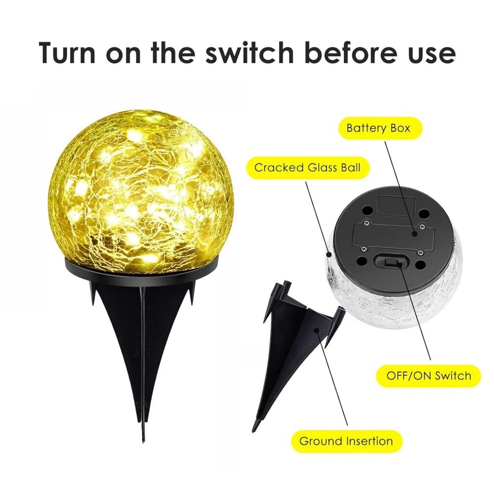 Outdoor Waterproof Led Solar Garden Lights Cracked Glass LED Lights for Walkway Path Patio Park Yard Light Holiday Decoration