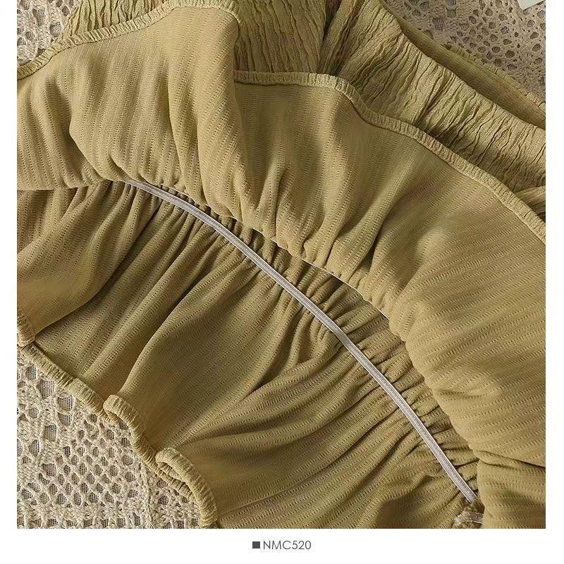 Casual Summer Solid Two Piece New Sets Women Sexy Flounce Tops + Loose High Waist Pants Female Chic Elegant Patchwork Party Beach Suits