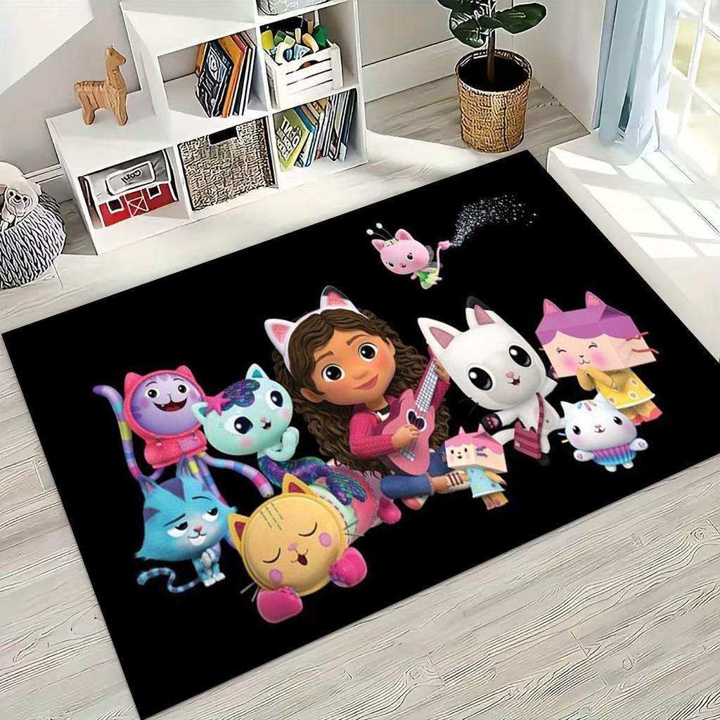 3D kreslený roztomilý Gabiin domeček pro panenky Dívčí dárek Koberec do ložnice obývacího pokoje pohovky Dům Rohožka Dekorace, Velká dětská protiskluzová podlahová rohož