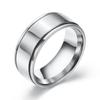 Men's 8MM Smooth Stainless Steel Two-Groove Couple Rings with Custom Laser Logo