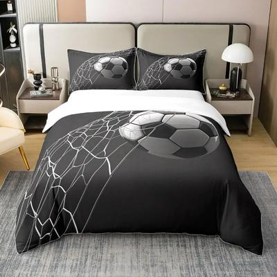 Set Copripiumino Singolo Calcio Colorato, Set Biancheria da Letto Calcio a Tema Sportivo con Federe 75*50cm, Regalo per Bambini e Bambine