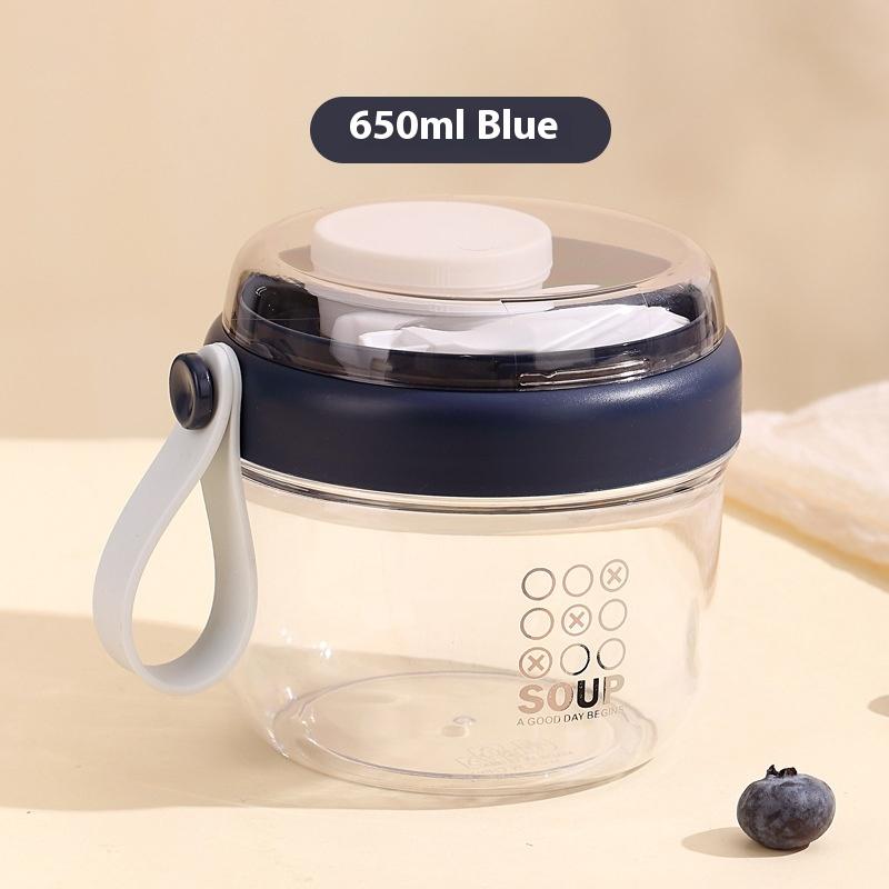 650Ml Portable Handheld Breakfast Cup Yogurt Bowl Leak Proof Salad Bento Lunch Box With Spoon