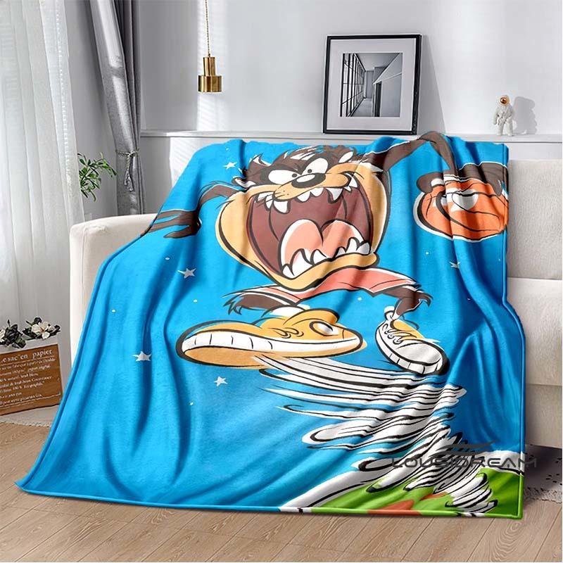 Fun Cartoon Tasmanian Devil Warm and Cozy Flannel Blanket—Ideal for Bedrooms, Sofas, Beds, Seats, Picnics, and Travel
