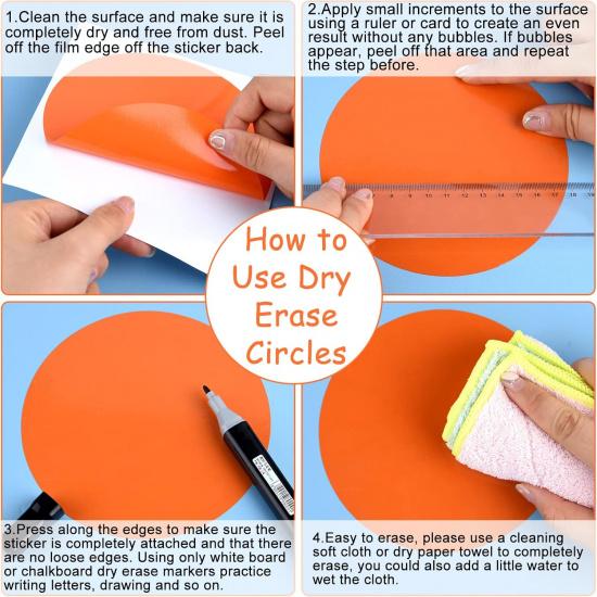 ELECLAND 36 Pcs Classroom Floor Stickers Round Floor Spots Self Adhesive Dry Erase Circles Vinyl Classroom Line Up Dots Classroom Dots for Floor