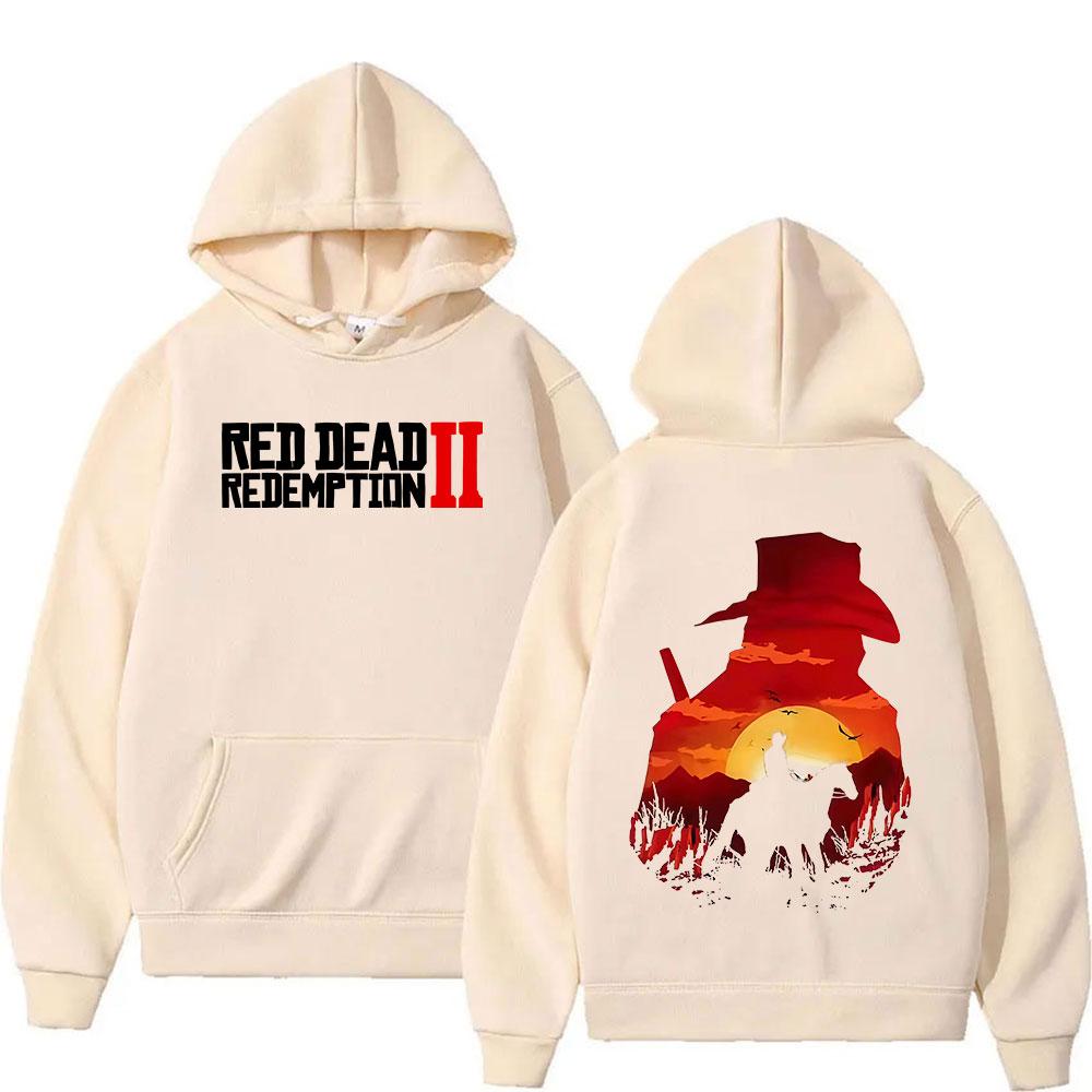 Heißer Red Dead Redemption 2 Print Hoodie Herren Hochwertig Mode Oversized Sweatshirt Unisex Retro Langarm Pullover Mit Kapuze