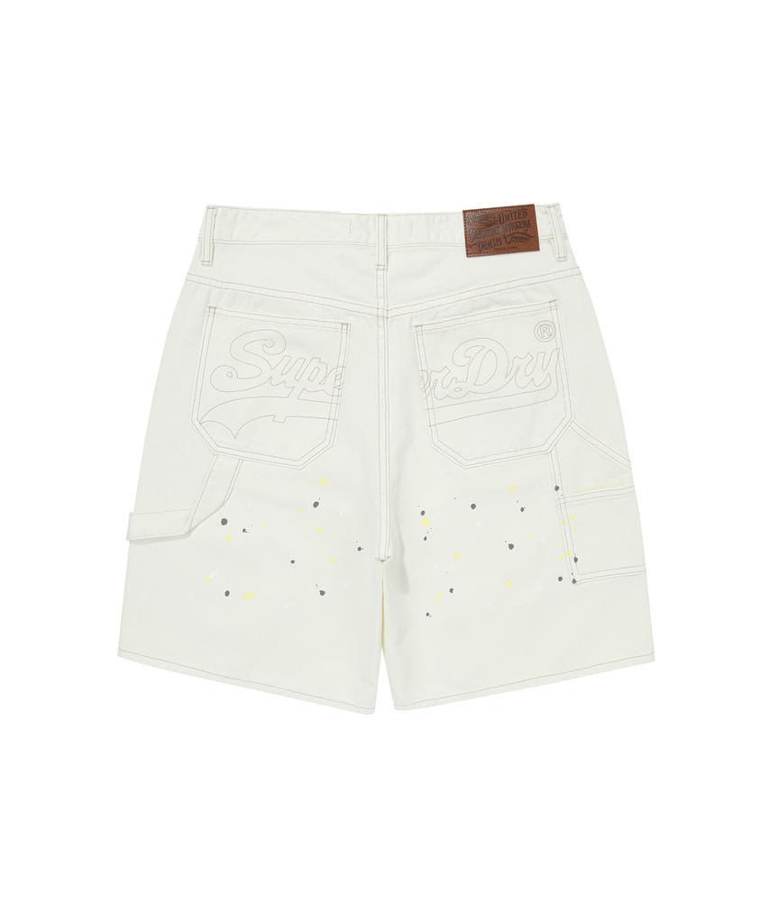 Syupeodeulai Denim Carpenter Painting Bermuda Shorts Ivory