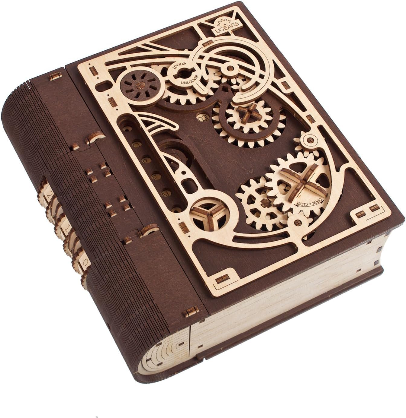 

Ugears Book of Secrets Puzzle with Combination Lock, Wooden Puzzle for Crafts and Model Building, No Glue or Tools Required