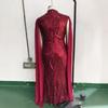 European and American Style Formal Dress Plus Size Women's New High-End Long-Sleeve Shawl Evening Gown with Sequins and Bodycon Design