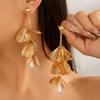 Romantic Petal Flower Earrings for Women Tassel Piercing Drop Earring Wed Jewelry Gift