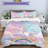 Unicorn Dreams Rainbow Sky Print 3Pcs Bedding Setduvet Cover With 2 Bedropillowcase Home Birthday Gift