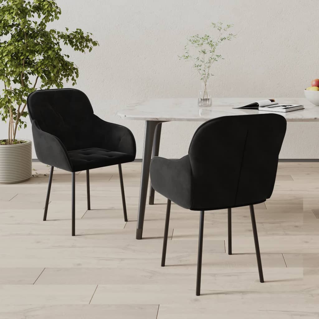 Dining Room Chairs 2 Pcs Black Velvet