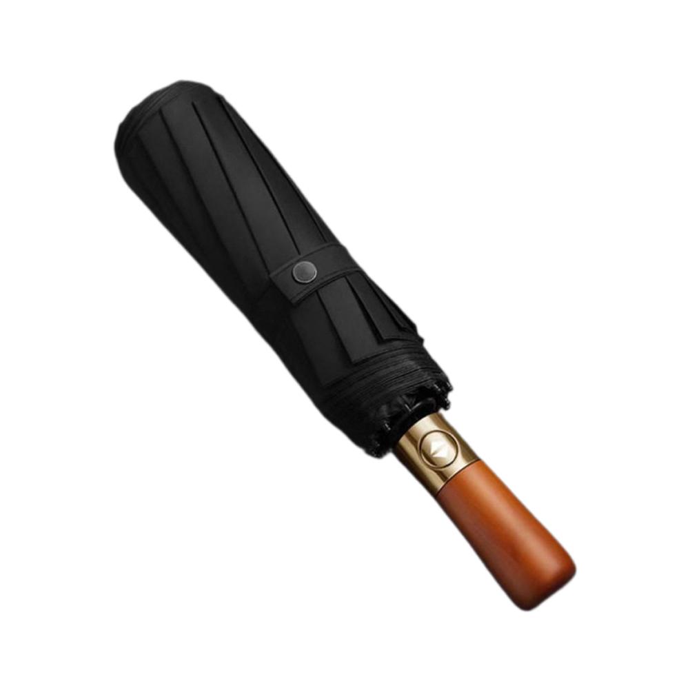 

Fully Automatic 144-Rib Premium Light Luxury Wooden Handle Umbrella Black Glue UV-Resistant Windproof Folding Parasol Rain Gear чёрный