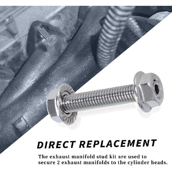 M8*1.25 Studs Kit Exhaust Studs And Nuts Kit Compatible With Ford 4.6L 5.4L F150 F250 Studs And Nuts Stainless Steel