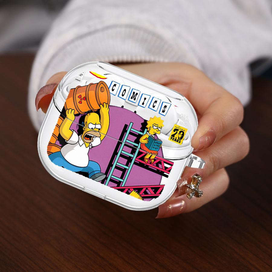 

Case For Samsung Galaxy Buds 2Pro 4Pro 3 FE Live 2 4 Pro 3Pro Clear Earphone Cases Cover With Hook Cartoon The S-simpsons Buds Live