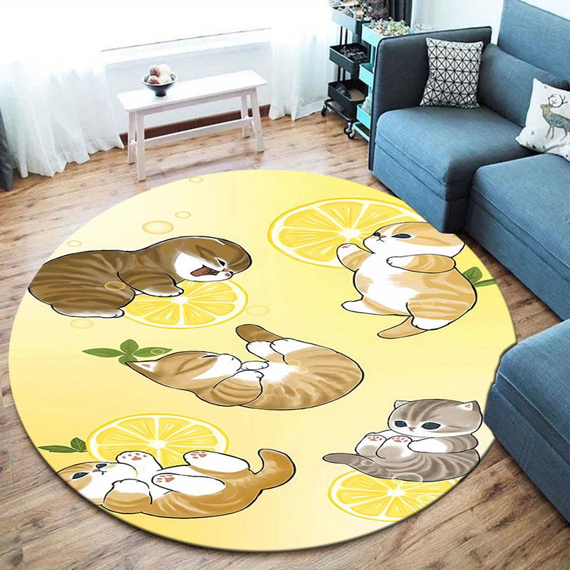 Mofusand Round Area Rug,Carpet Rug for Living Room Bedroom Sofa Playroom Decor,Non-slip Floor Mat