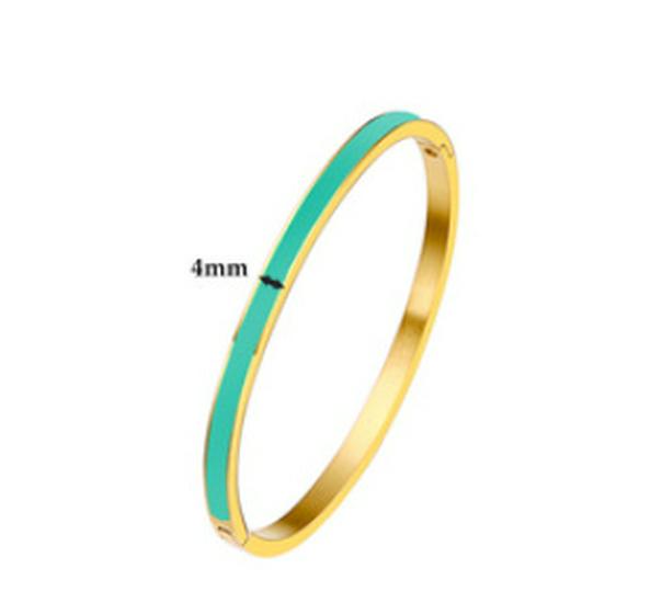 Kvinners 4 mm Gull Emalje Titanstål Armbånd med Spenne
