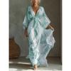 BFCCQB Women's Fashion 3/4 Sleeves V-Neck Summer Spring Solid Color Print Casual Dresses