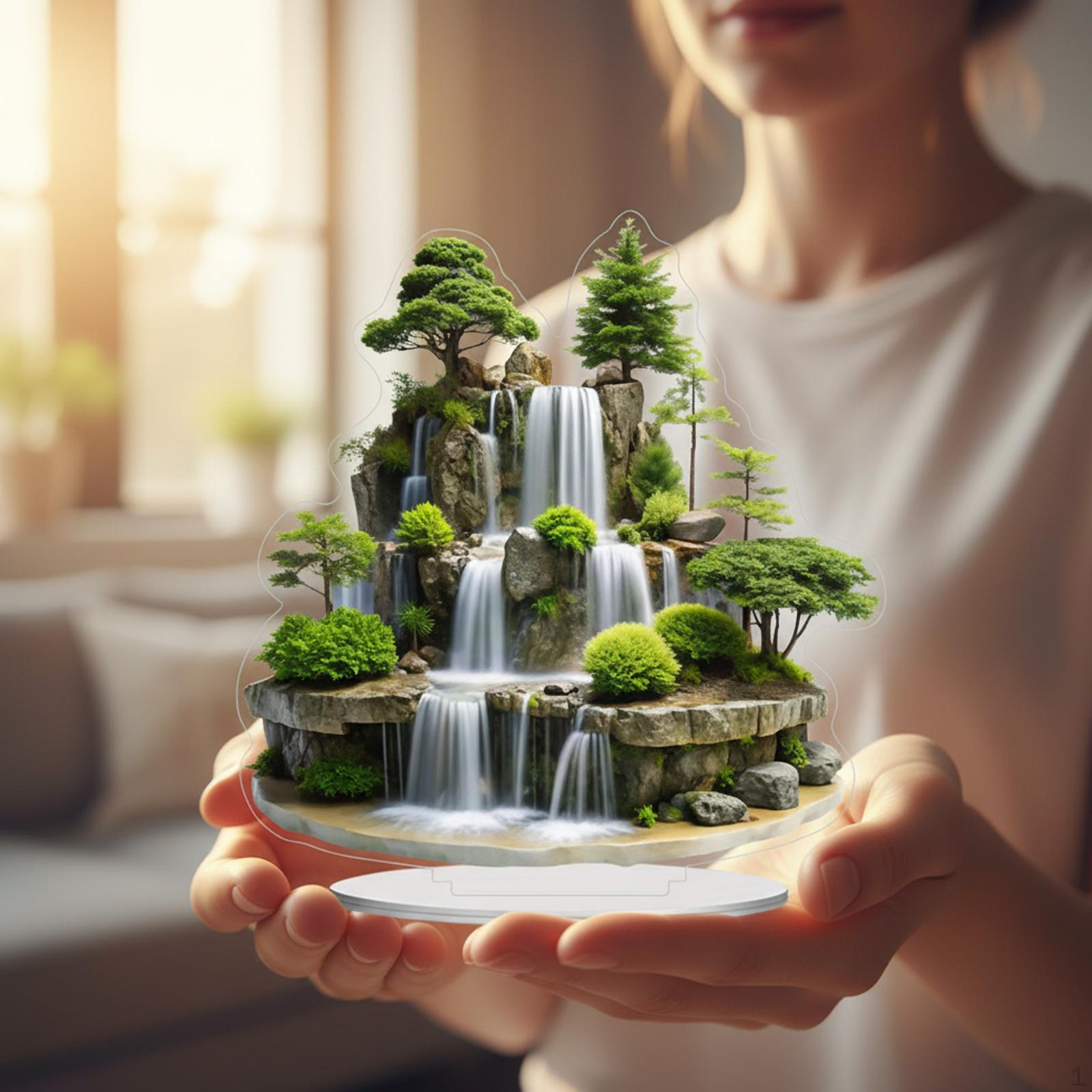 2D Настольный Водный Декор Внутренний Водопад Декорация Праздничная Акриловая Настольная Табличка для Стола Спальни