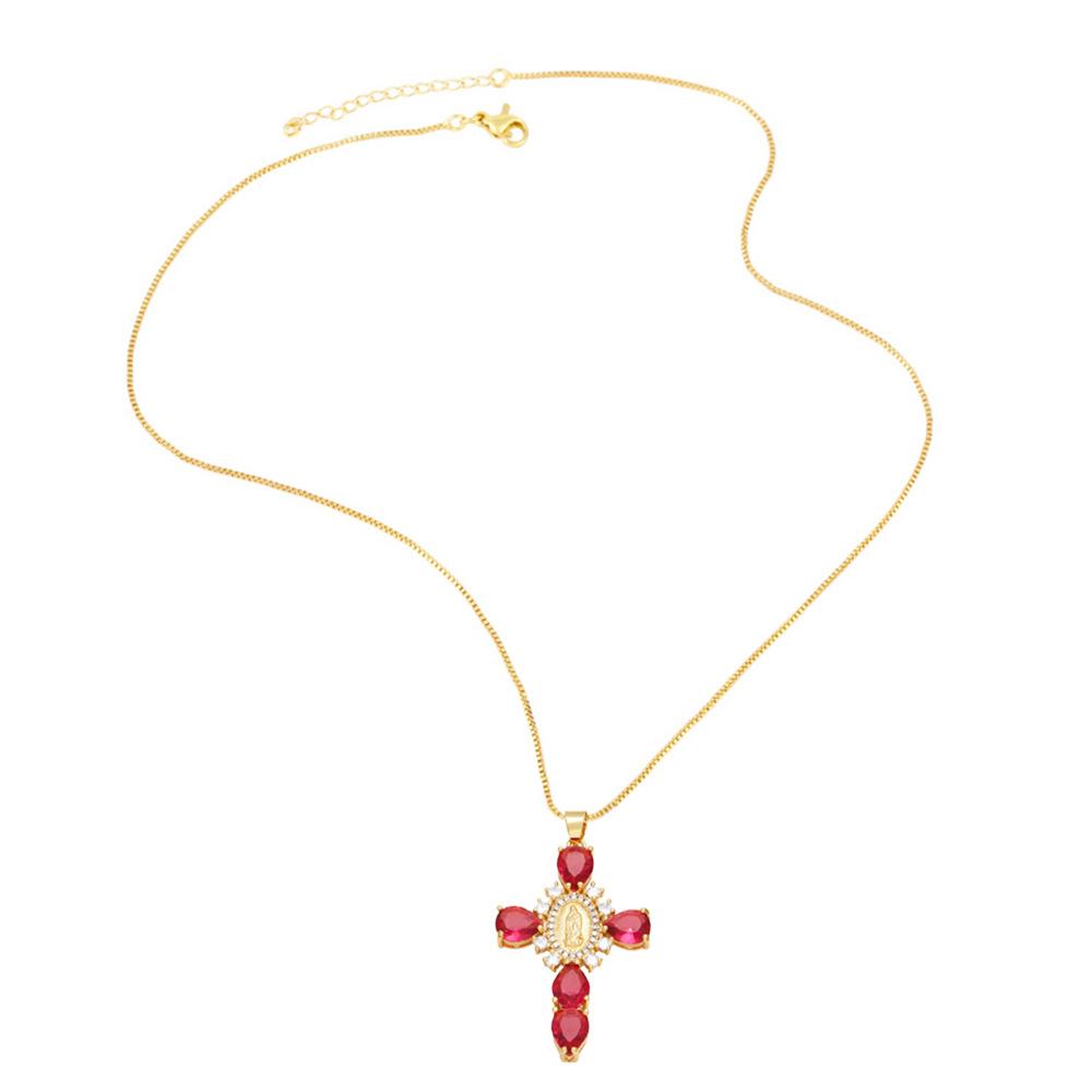 Women Fashion Zirconia Cross Necklace for Women Assumption of Mary Necklace Jewelry