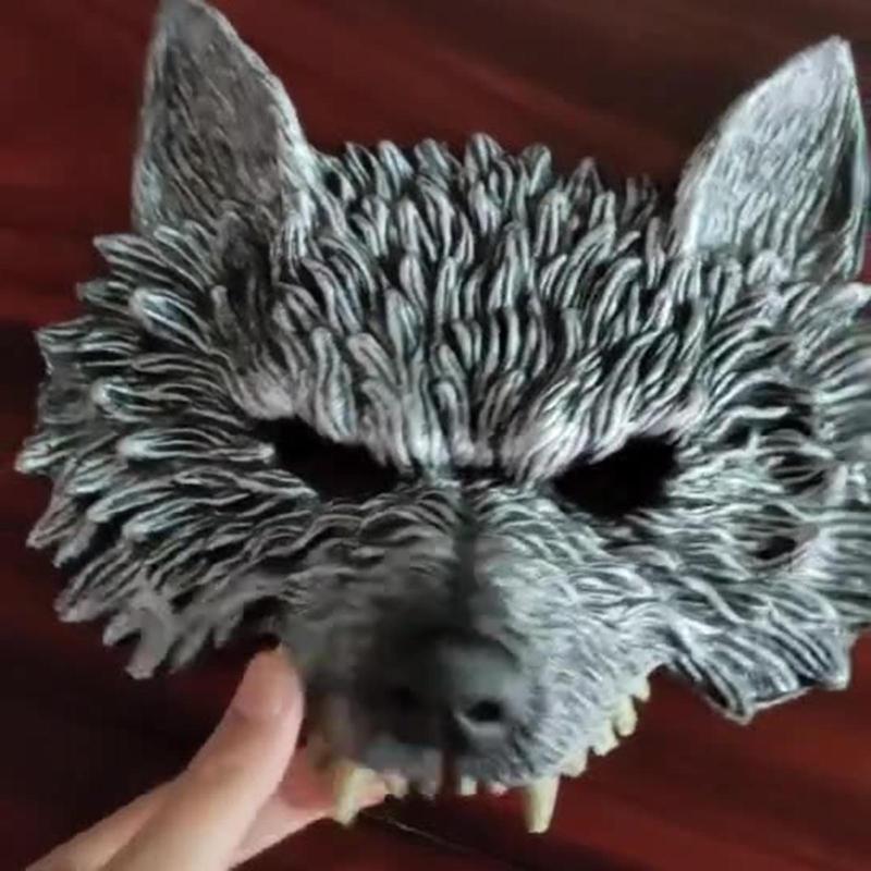 3D Wolf for Head Mask Halloween Party Wolf Costume Mask for Women Men Halloween Dress-up Christmas Party Stage Performan