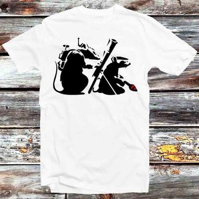 230 Gsm 100% Cotton Banksy War On Art Rats T Shirt Vintage Retro Gift Mens Womens Unisex Cartoon Anime Top Tee B1235