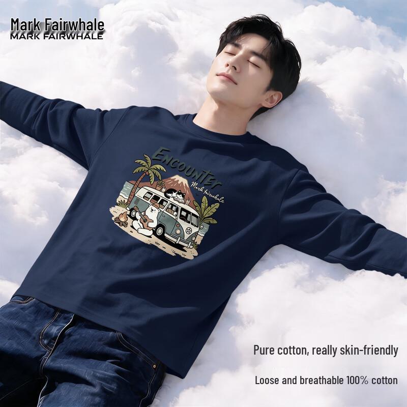 Mark Fairwhale Men's Casual Cotton Crewneck Long-Sleeve T-Shirt