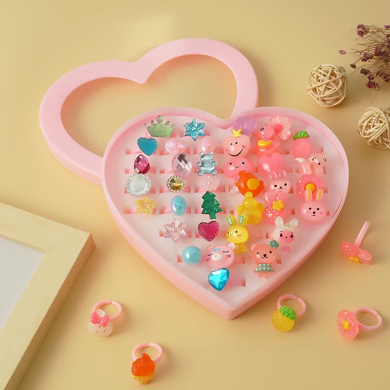 Kids' Faux Diamond Crystal Cartoon Gem Ring Set - Kindergarten Gift