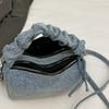 Korean Style Denim Crossbody Bag for Fashiable Wrinkled Stitching Shoulder bags Comfortable and Versatile Texture Storage Bags