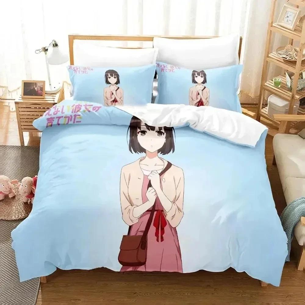 Anime Saekano Megumi Kato Bedding Set 3D Printed Suitable For Bedroom Duvet Cover Set With Pillowcases Kids Home Textile