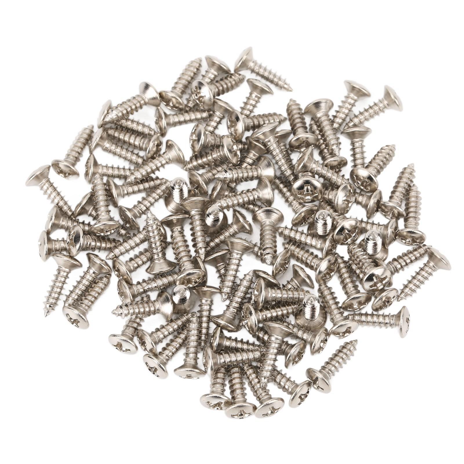 

100 шт. Винты для пикгарда гитары Металлический винт для крепления защитной пластины Аксессуары для электрогитары и бас-гитары серебряный