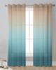 Turquoise Brown Gradient Sheer Curtains for Living Room Decoration Window Curtains for Kitchen Tulle Voile Organza Curtains