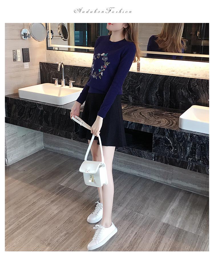2023 Autumn Women's Embroidered Korean-Style Pullover Sweater - Long Sleeve Base Layer Knitwear