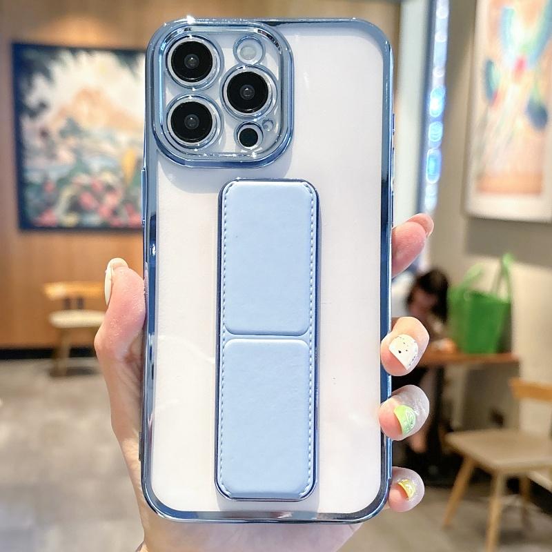 

Luxury Transparent phone case for For Iphone 15 14 13 12 11 Pro Max Plus 12 13 Mini Electroplated frame Foldind Stand Holder cover For iPhone 12