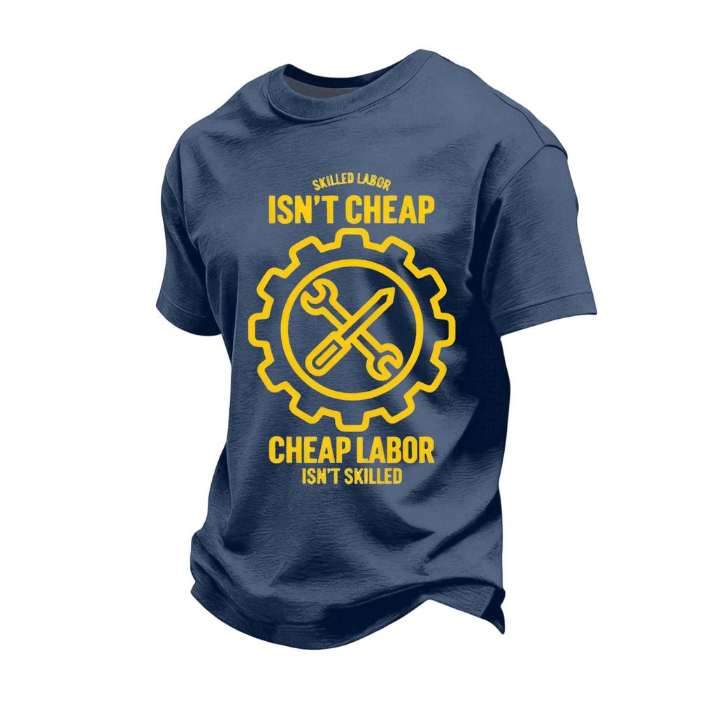 Men's Loose Fit Casual Short Sleeve T Shirt Labor Day Printed Graphic Tee Crew Neck Comfortable Top for Everyday Wear