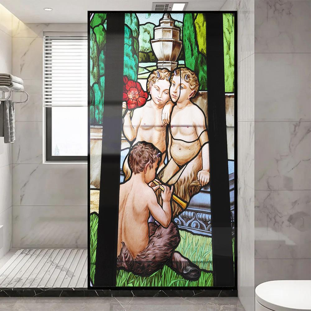 

Church Stained Glass Decals Window Film Privacy Heat Insulation and Anti UV Blocking Static Cling Window Sticker for Home J29 (as the picture,40x100cm WxH)